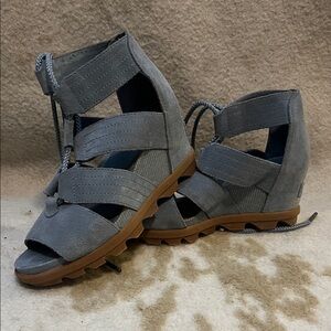 Sorel Gray Wedge Sandals